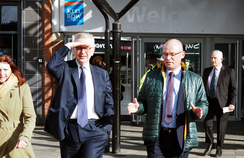 Michael Gove in Blyth Market Place